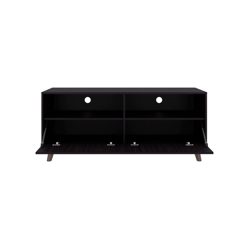 Meuble télé, 1 porte, 2 tablettes, wengé noir