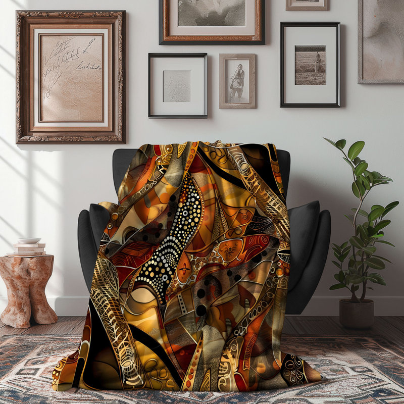 Swahili Swirls - couverture sherpa 1 pièce de qualité supérieure - reproduction d'art luxueuse, Grand lit