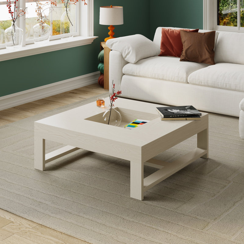 Table basse moderne carrée avec compartiment de rangement