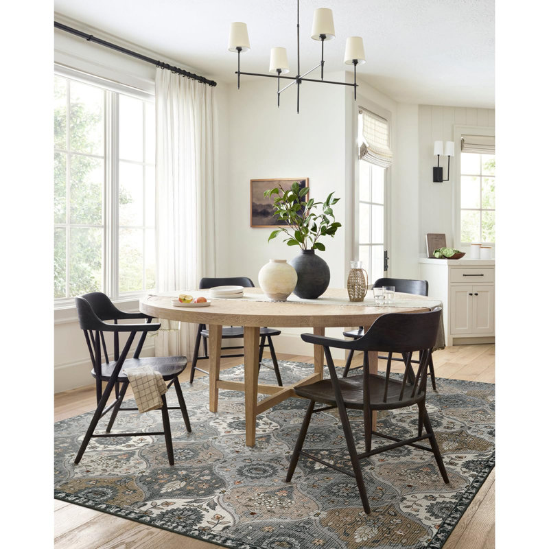 Violia Moroccan Bloom Medallion Area Rug – Plush Textured Accent with Non-Slip Backing, Rectangle 6' x 9'
