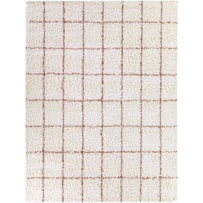 Melinda Orange Geometric Shag Area Rug