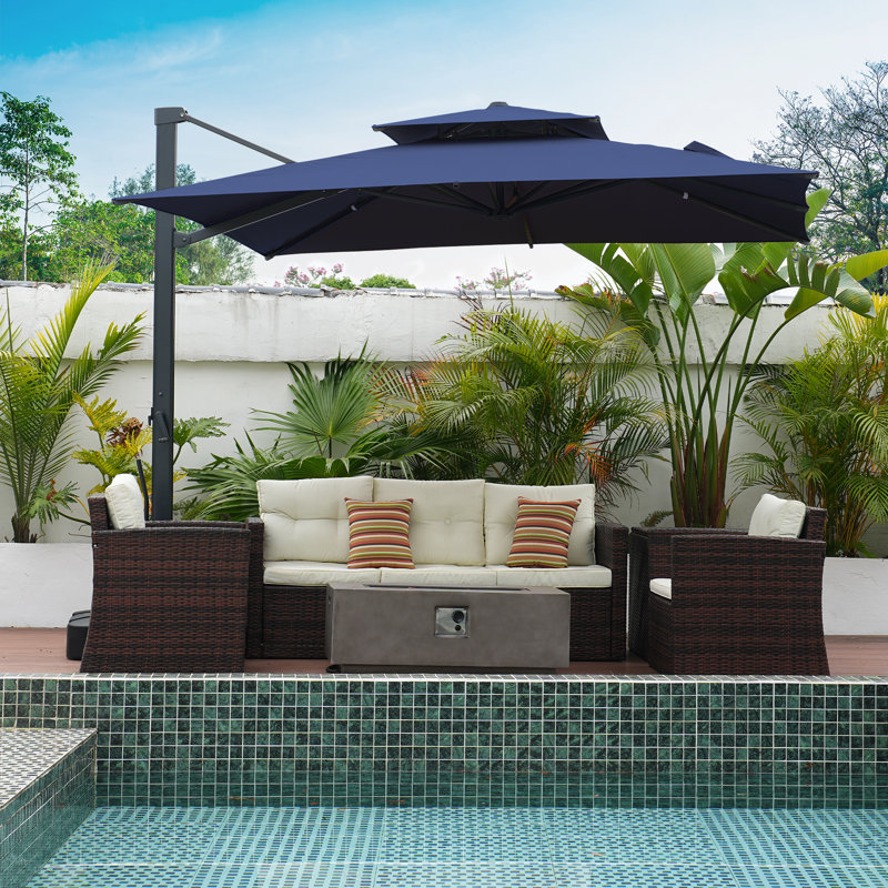 Parasol en aluminium pour porte-à-faux de patio, Bleu marine
