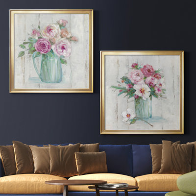 " Cottage Sweet Bouquet I " 2 - Pieces Painting Print