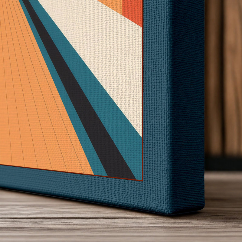Bowling Alley Vanishing Point Retro - Wrapped Canvas, 18x12 - 45.7 x 30.5 cm, Teal Border