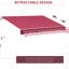 Auvent de terrasse rétractable 13 po x 8 pi, parasol avec manivelle manuelle et cadre en aluminium pour terrasse, balcon, cour, contrôle rouge, tissu, teinte rosée