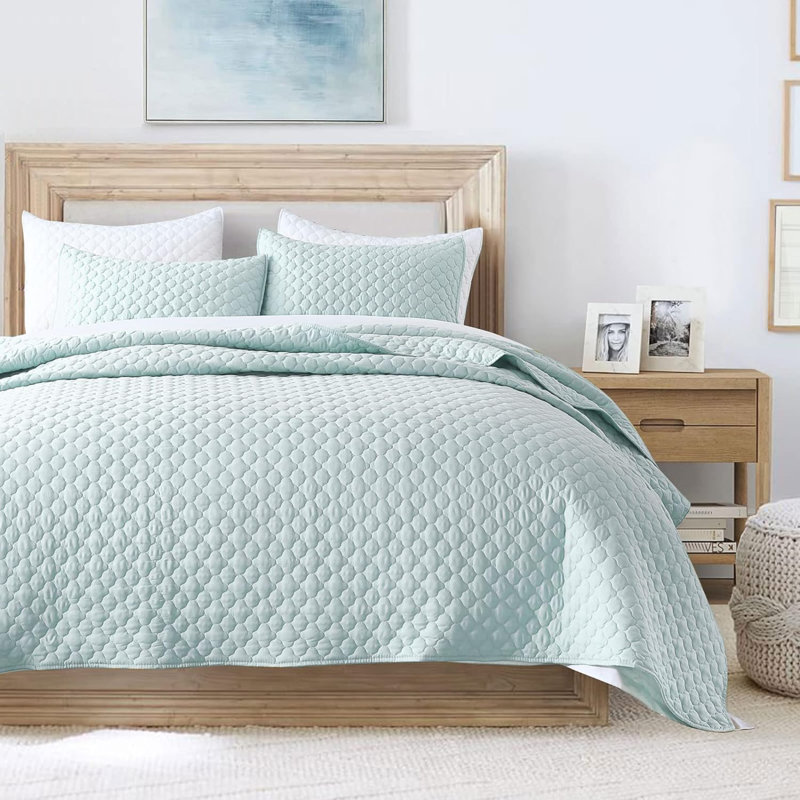 Courtepointe, courtepointe légère pour l'été en microfibre ultra-douce de style moderne, ensemble de couvre-lit matelassé à motif de nuages 2 pièces (1 courtepointe et 1 taie décorative)