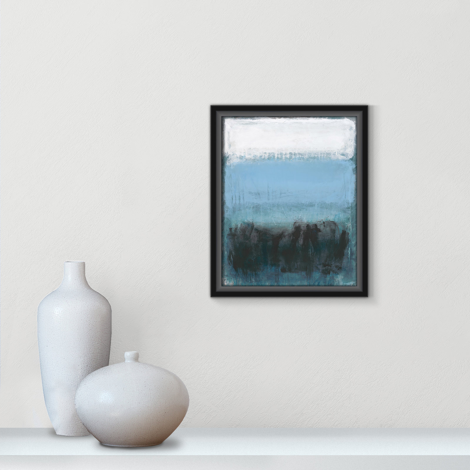 Arboles "Coastal Nightfall" Painting by Filippo Ioco, Black Framed Canvas, No Mat, 11.5" H x 9.5" W x 2" D