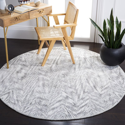 Tapis gris / ivoire en viscose / laine / coton touffeté à la main Kenosha