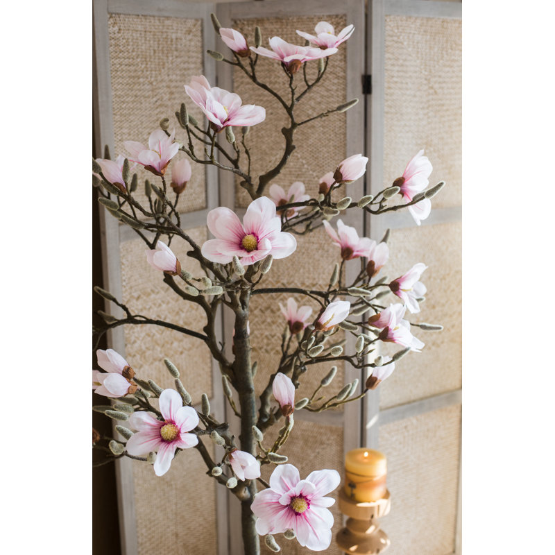 Arbre à fleurs artificiel en pot magnolia, H 33,5 po x l 21,6 po x P 5 po