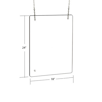 18" x 24" Hanging Adjustable Cashier Shield, Plexiglass Protective Panel, Splash Guard, 0.100" thick Acrylic Protective Barrier -Vertical/Horizontal, 2-Pack