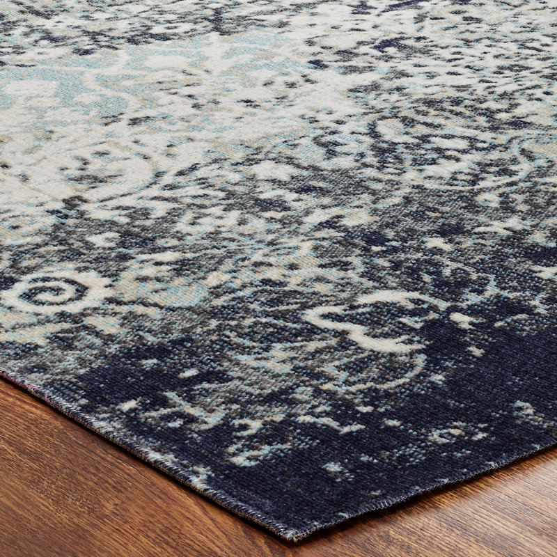 Pocasset Abstract Area Rug in Blue/Gray/Navy, Rectangle 9'3" x 13'
