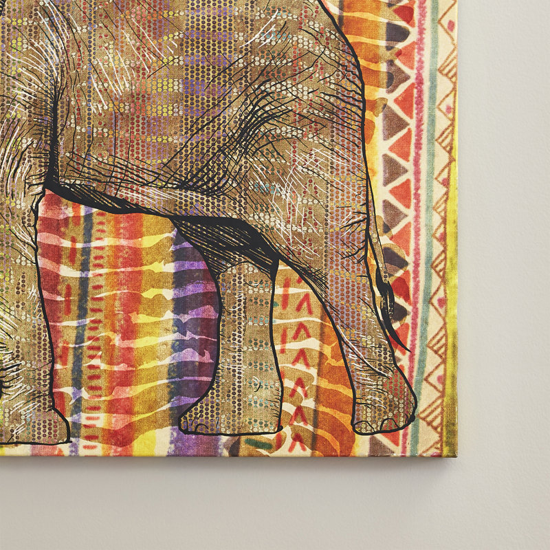 Tribal Elephant Animals - Impression sur toile, H 10 po x l 30 po x 1,5 po
