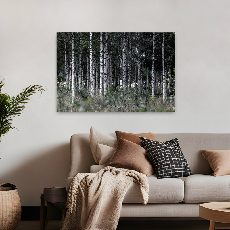 Art contemporain contemporain paysage de bouleau abstrait, H 32 po x l 48 po