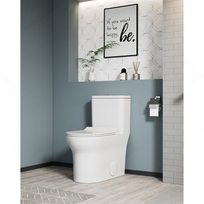 1.1/1.6 GPF Elongated Comfort Height Floor Mounted One-Piece Toilet, CUPC Certified, Watersense Cetified, Ceramic, White Color, Soft Close Seat
