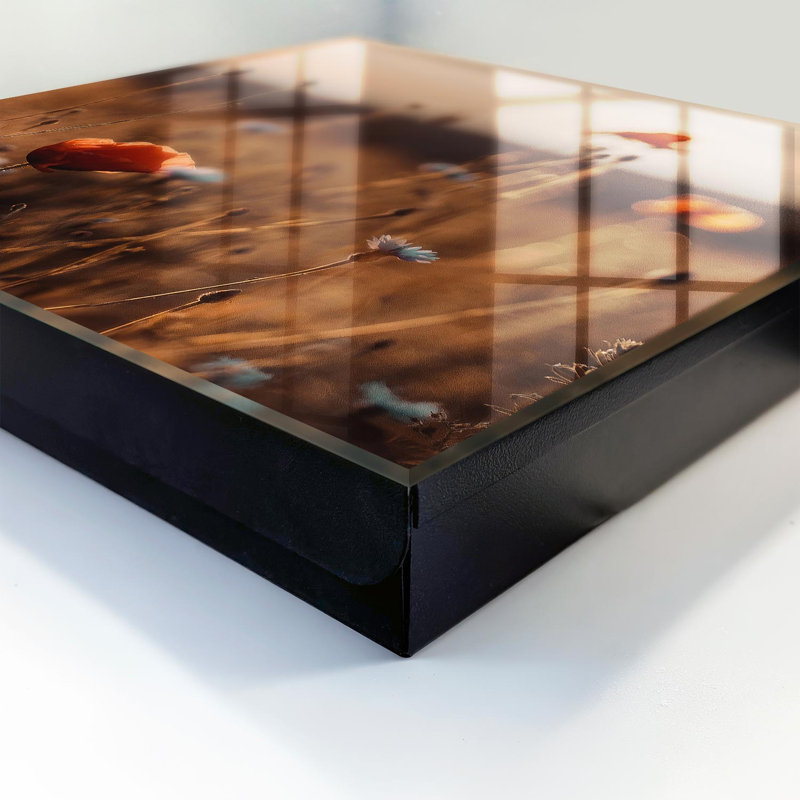 Key cabinet for wall, Opens to the right, 30x30x5, Black, poppy fields at sunset, 