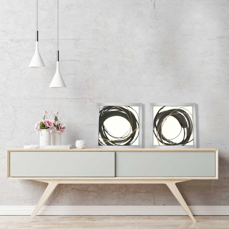 Ensemble de 2 pièces encadrées sur papier doré