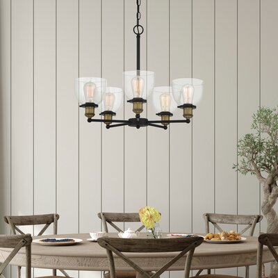 Thirza 5 - Light Shaded Classic / Traditional Chandelier -  Wrought Studio™, B24346AA798246FEA675FB9EC33A7301