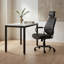 Fauteuil de direction, revêtement en cuir fleur, structure en fer pivotant, noir