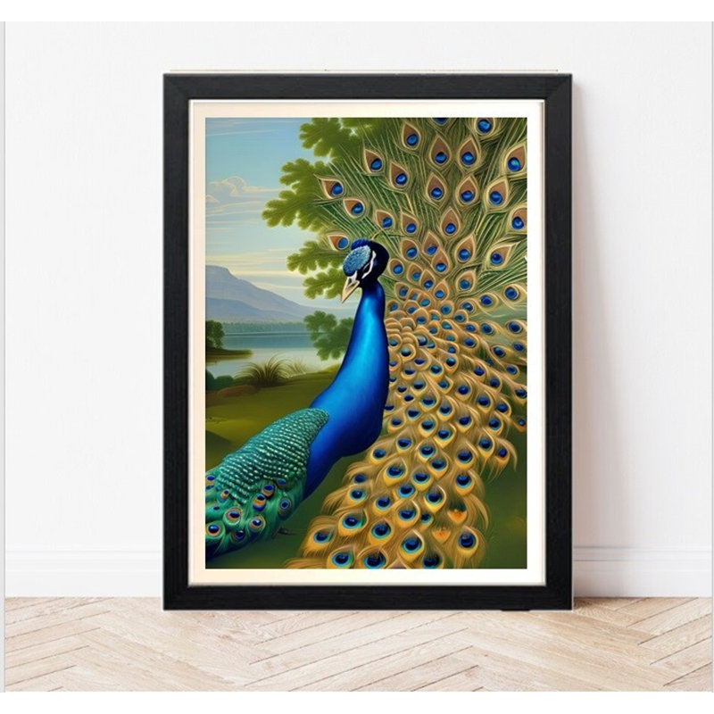 Peacock Print - Vintage Bird Wall Art - Exotic Bird Picture - Wildlife Feathers - Teal Blue Sage Green