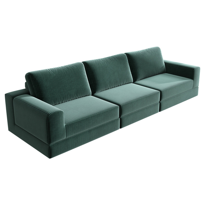 106.25'' 3 - Piece Corduroy Sofa Sectional, Upholstered Couch With Soft Pillows Backrest And Deep Seat, Modular Sofa Suitable For Living Room And Bedroom