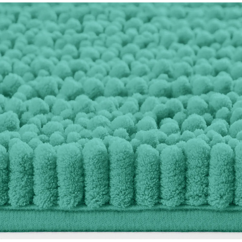 Tapis de salle de bain 24 po x 16 po - Grand tapis de bain en chenille douce et moelleuse turquoise, Bleu turquoise