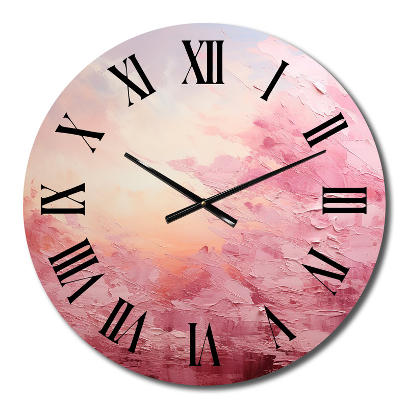 Pink Horizon - Abstract Landscape Wall Clock, Small