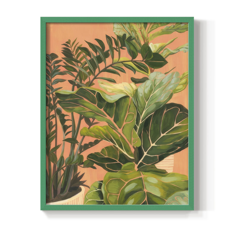Golden Hour Greenery I, reproduction encadrée - bois massif, H 11 po x l 9 po, Vert