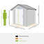 Outsunny Garden Metal Tool Storage Shed with Sliding Door, Sloped Roof and Foundation Kit, 152 x 132 x 188cm, Grey