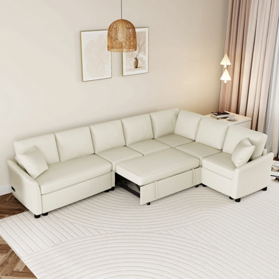 Canapé-lit convertible en forme de L de 124,8 po avec deux coussins de dossier, deux ports USB et deux prises de courant pour le salon, gris (Old Sku: Sg000890aae)