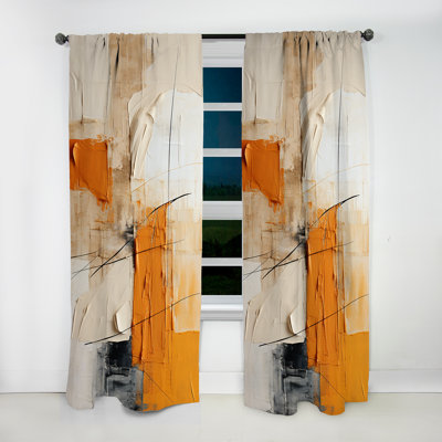 Textile Symphony II - Rideau abstrait obscurcissant avec collage abstrait - 1 panneau