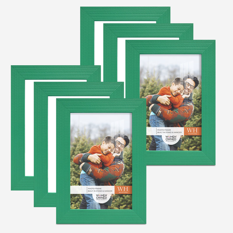 Wood Picture Frame - Set of 6, 4" x 6", Emerald Green