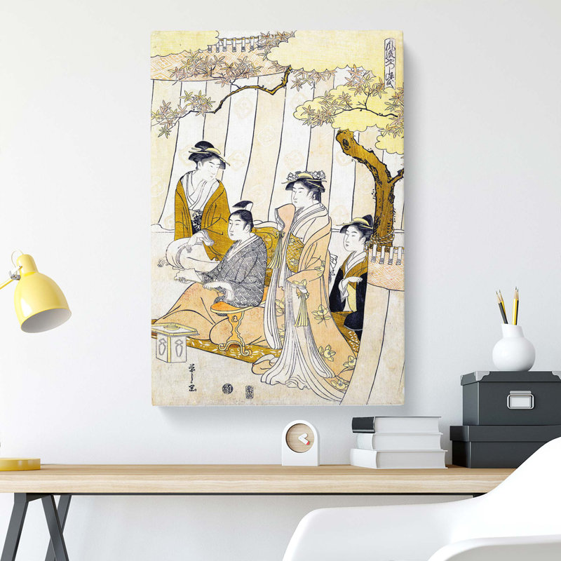 Prince Genji And Three Young Women by Chobunsai Eishi - Wrapped Canvas, 76cm H x 50cm W x 3cm D
