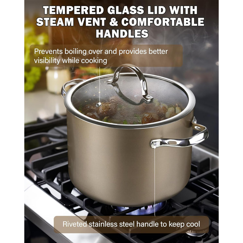8-Piece Bronze Hard Anodized Nonstick Induction Cookware Set