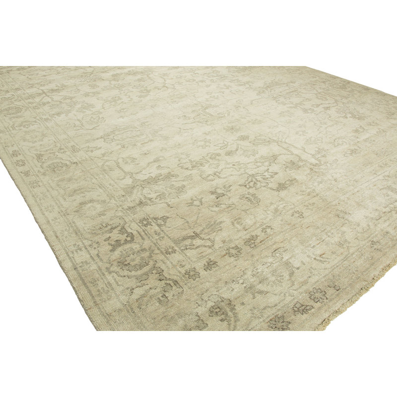 Wool Area Rug in Beige, Rectangle 6' x 9'