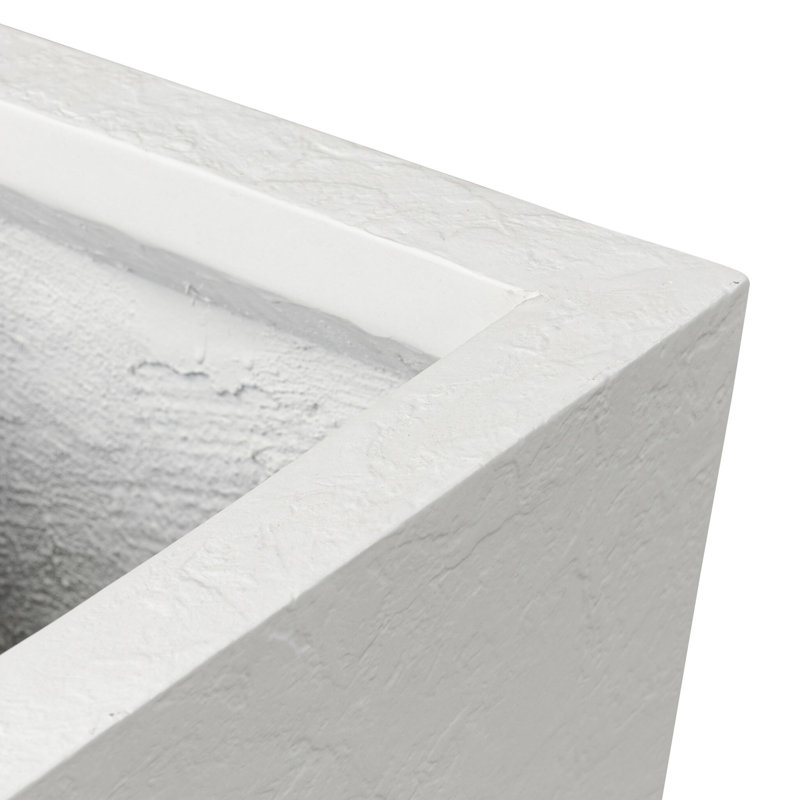 Koto Planter, Textured White Concrete, 32" H x 18" W x 18" D