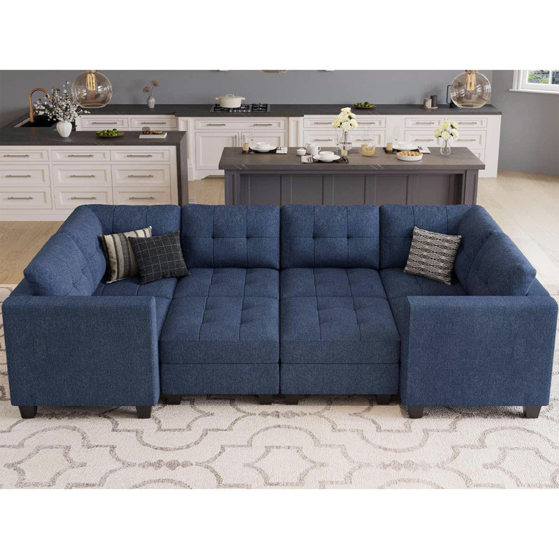 Canapé-lit modulaire en mélange de polyester avec repose-pieds avec rangement 116,6 po Soneson Ivery