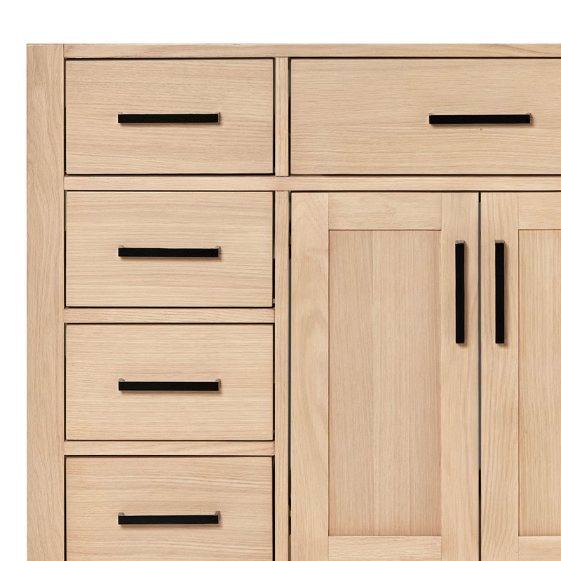 ARIEL HEPBURN 37 IN RIGHT OFFSET RECTANGULAR SINK VANITY 1,5 IN, Natural Oak, Right, Rectangular