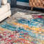 Tapis abstrait tissé à la machine Hiroko - ivoire / bleu / rose / jaune-859968369