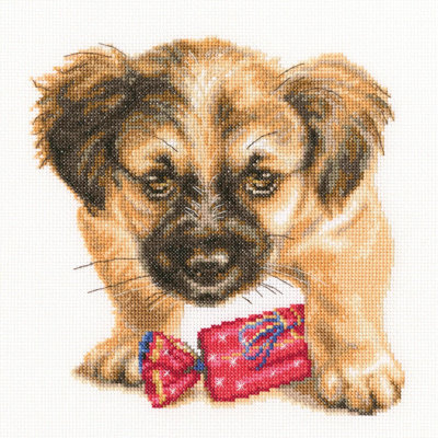 Trousse de broderie au point de croix comptée « Chiot rafraîchissant avec bonbons » de RTO M707