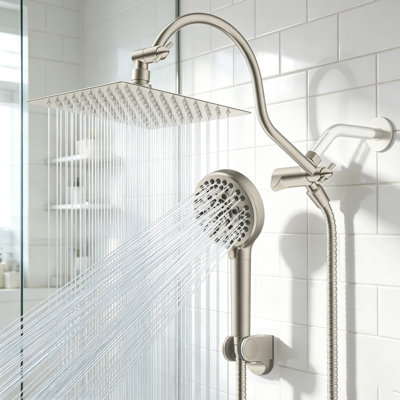 High Pressure All Metal Rainfall 8'' Shower Head with Handheld Spray