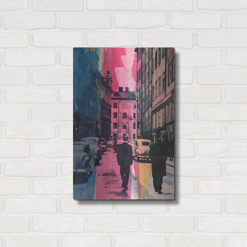 «1950s Europe» par Andreas Magnusson, art mural en métal, H 24 po x l 16 po