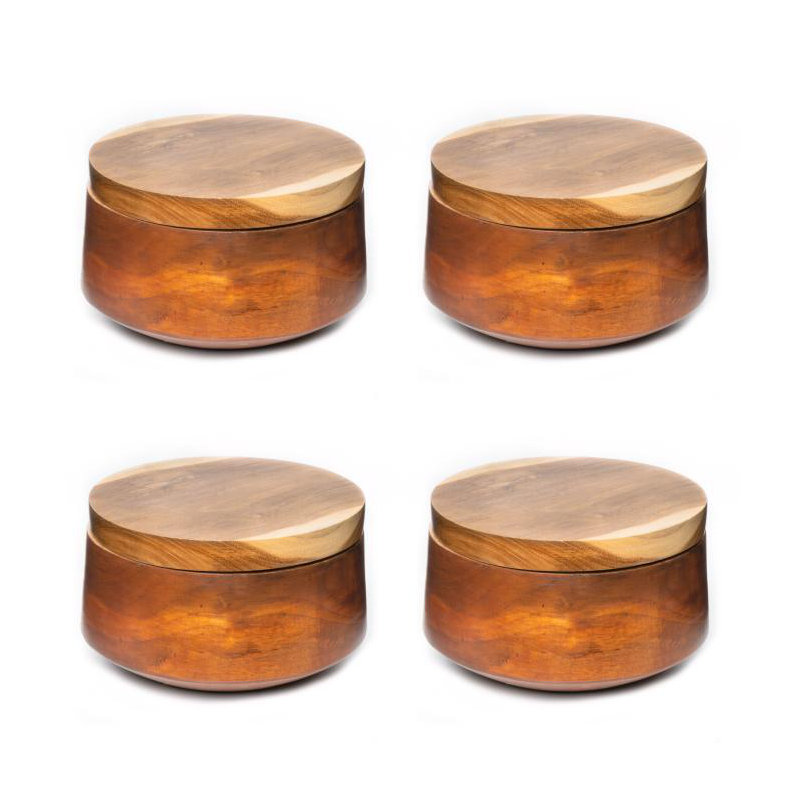 Ensemble de 4 bols en bois arrondis avec couvercle Efran
