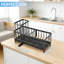 Organisateur de chariot d'évier de cuisine en acier inoxydable avec buse rotative, bac d'égouttement amovible et rangement à compartiments multiples pour éponge, brosse et distributeur de savon