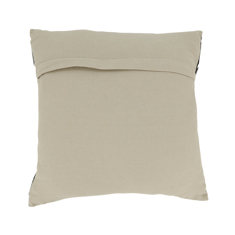 Housse de coussin décoratif en losange à poils longs sur cuir l 16 po x L 16 po, Noir / blanc géométrique