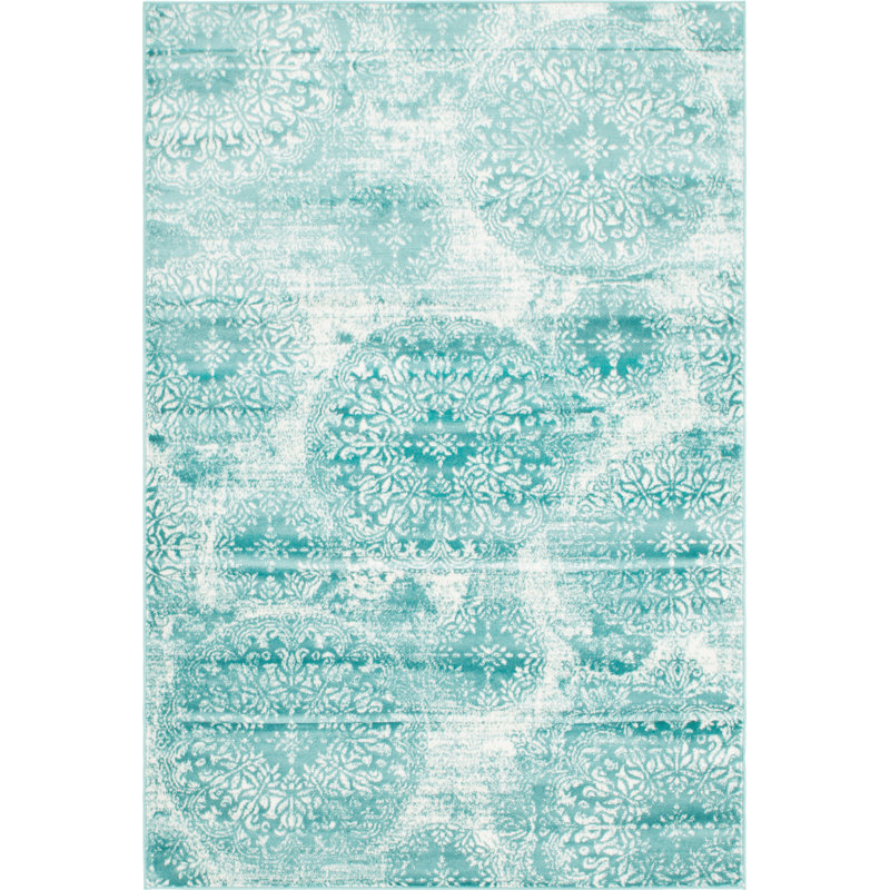 Tapis floral Brandt, Rectangle 7 pi 1 po x 10 pi, Blue