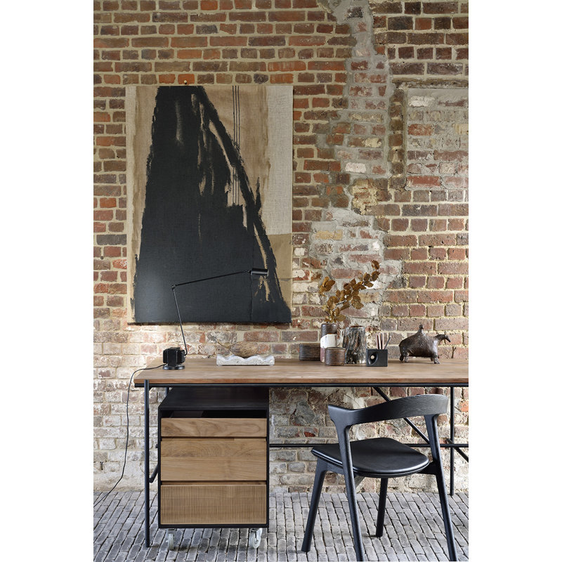 Oscar Solid Wood Writing Desk, 29.9" H x 78.7" W x 35.4" D, Teak