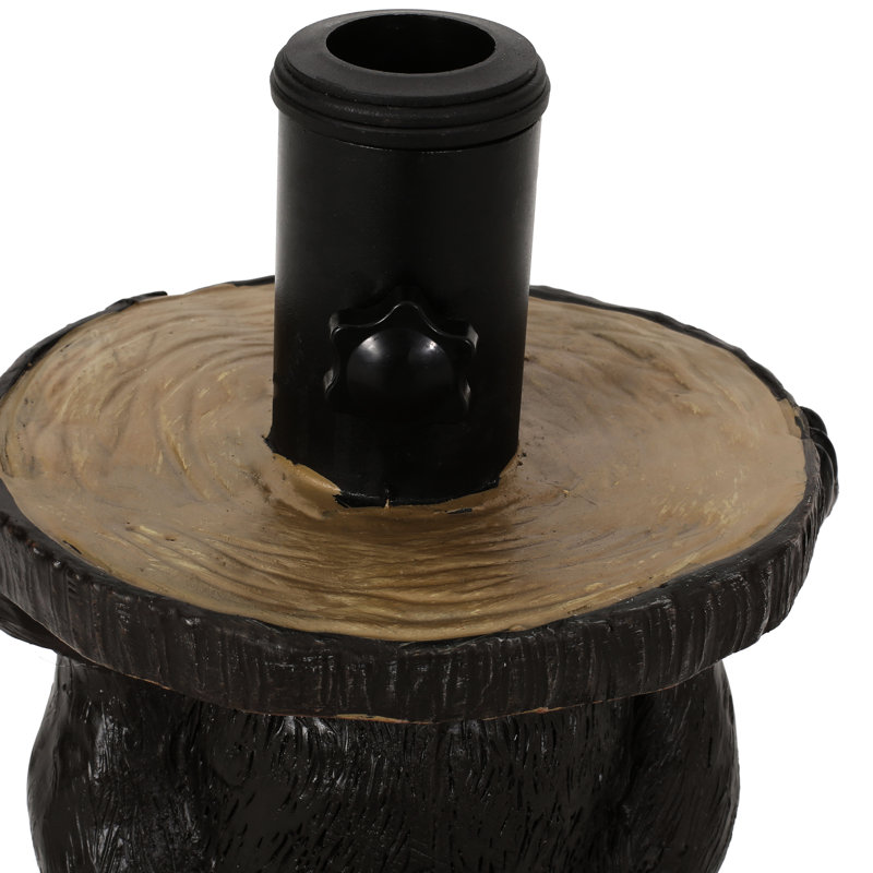 Base de parasol brun foncé - faite de béton et de résine de poids, détails fabriqués à la main, support extérieur de 18,18 pouces de hauteur, aucun assemblage requis
