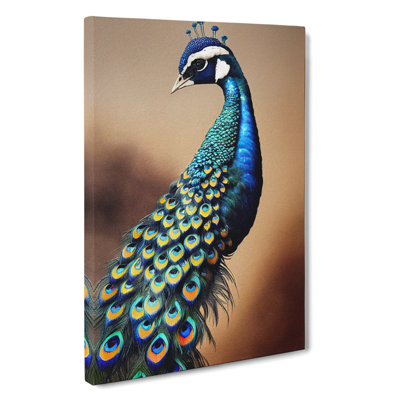 View Of A Peacock No.1 - Wall Art, Wrapped Canvas, 50cm H x 35cm W, No Matte