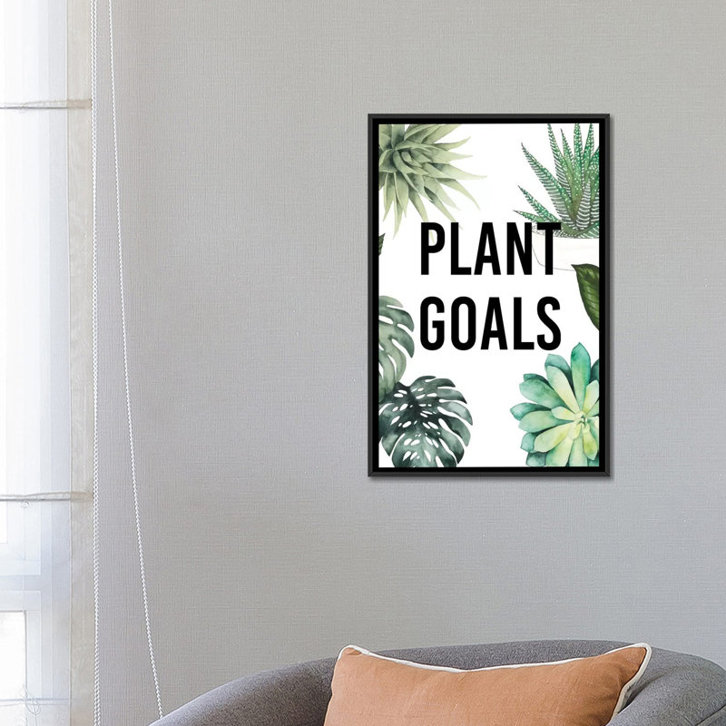 « plante love ii », art textuel sur toile tendue, H 26 po x l 18 po x P 1,5 po, Toile avec cadre noir, Pas de tapis