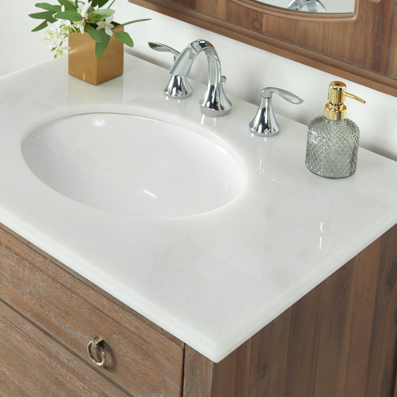 Asellus 31"W x 22"D Bath Vanity in Reclaimed Gray with White Marble Top and White Basin